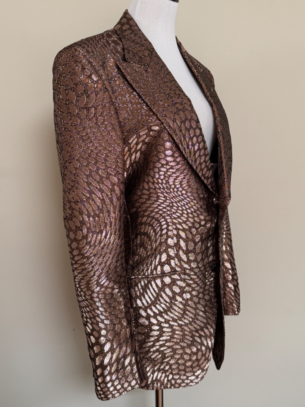 Tom Ford Atticus Bronze Distorted Dot Pattern Dupioni Dinner Jacket - Picture 8 of 15